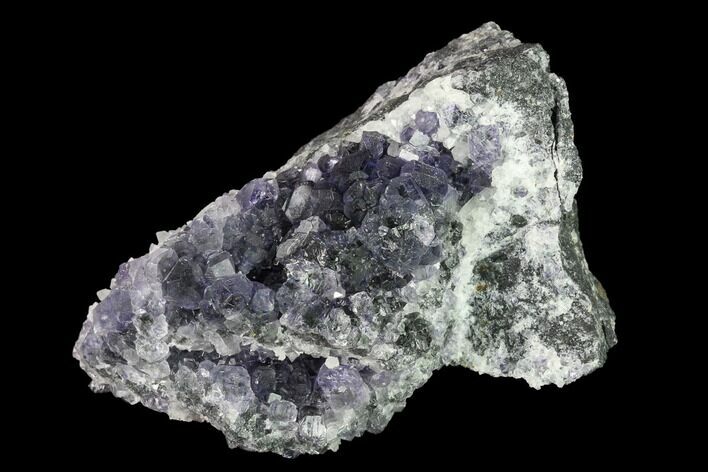 Purple Cuboctahedral Fluorite Crystals on Quartz - China #147076